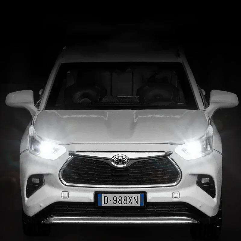 1:32 Toyota Highlander 2023 SUV Alloy Die Cast Toy Car Model Sound and Light Pull Back Toy Collectibles Birthday gift
