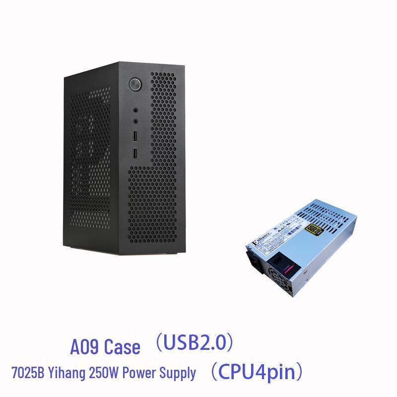 SKTC A09 Černá HTPC skříň, Stojící/Položená, Kompatibilní s ITX základní deskou, Malý 1U/Flex PSU