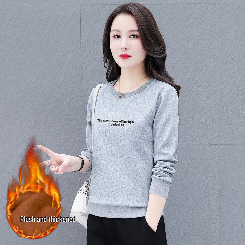 Hanorac cu guler rotund pentru femei – Primăvară/Toamnă 2025, mânecă lungă, top elegant din catifea