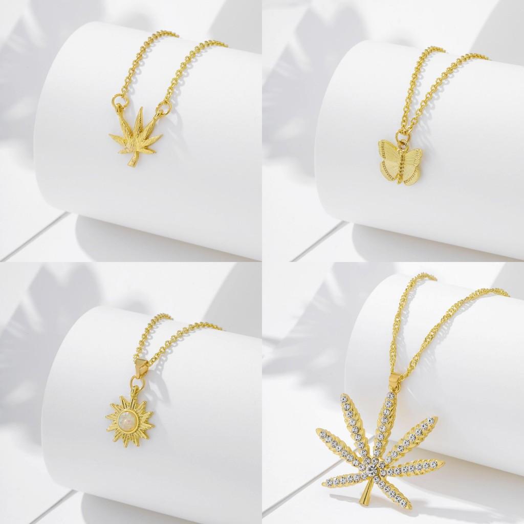 Beautifully Alloy Crafted Moon And Leaf Pendant Necklace With Dazzling Embellishments Rhinestone