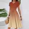 Damen Casual Mode Gürtel Kleid mit floralem Druck, kurzen Ärmeln und Rundhalsausschnitt