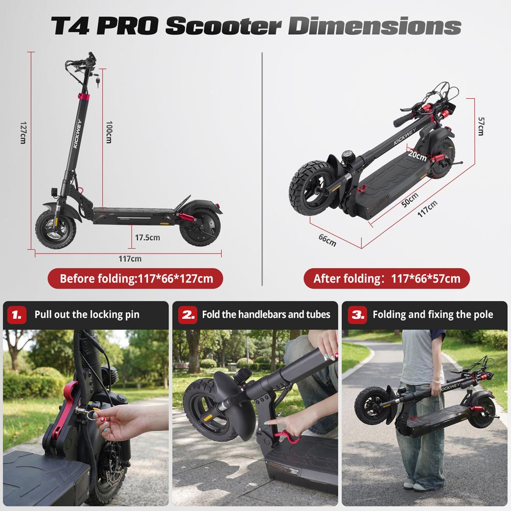1000W Foldable Off Road E Scooter 48V20AH 54KM 45KM/H Dual Shock Hydraulic Brake 10" Tubeless Tire for Adults