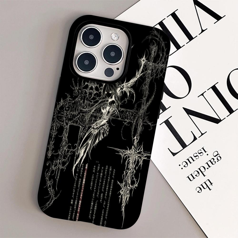 Funda de Teléfono con Diseño Gótico de Arte Oscuro Carcasa de Película Para iPhone 16e 16 15 14 13 12 11 Pro Max Plus XS