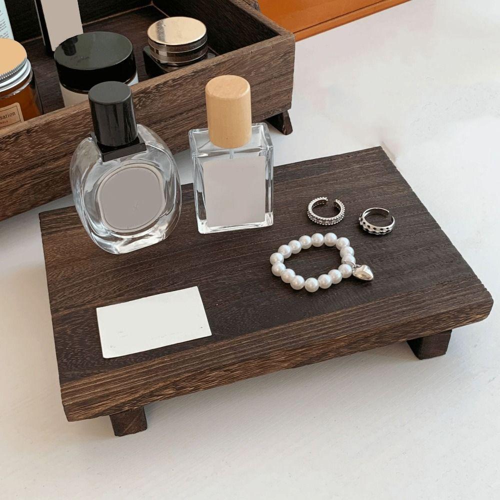 Large Capacity Jewelry Storage Tray Wooden Figurine Display Rack Retro Key Rack Entrance