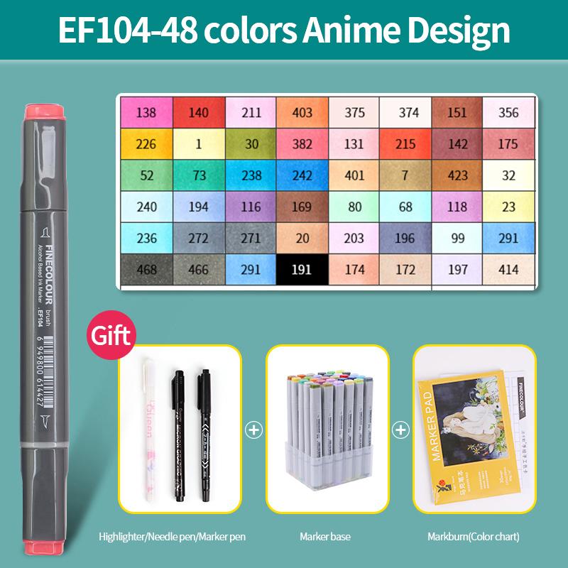 EF104 Double-Head Alcohol Marker Pens Sketch Design Marker Brush Pen Beginner Manga Graphic Drawing Art Supplies