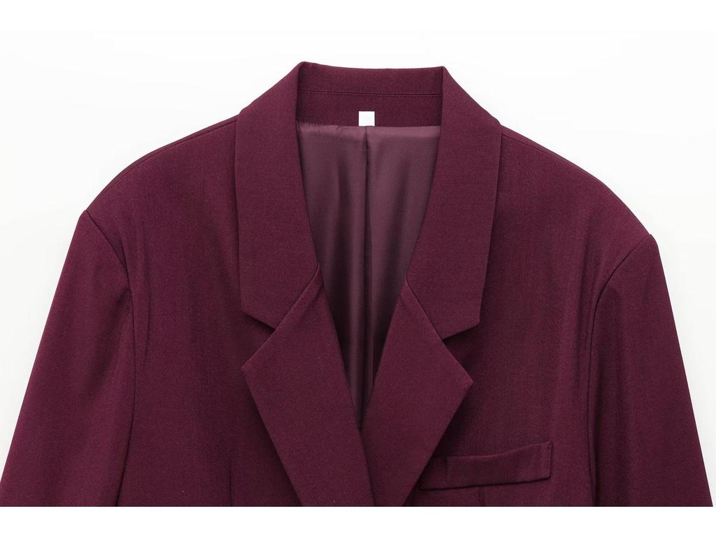 2025 Women's Double-Breasted Suit Jacket & High-Waisted Pants Set - European & American Casual Style