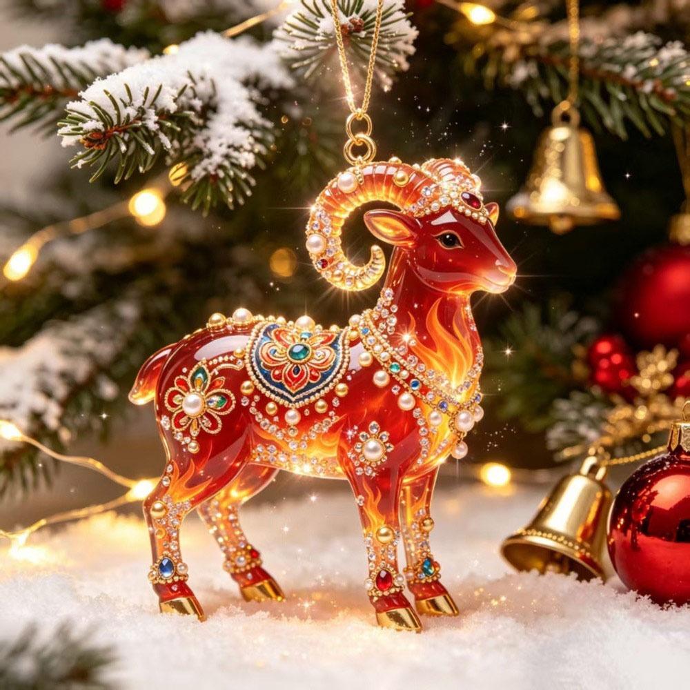 Acrylic Car Goat Pendant New Year Xmas Tree Hanging Ornament  Christmas Decor