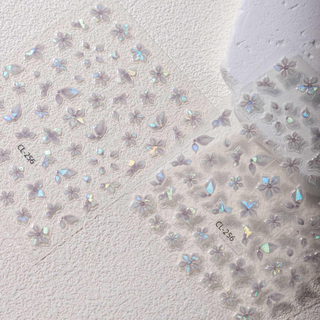 Cyansea Cute Seashell Ice Flower Nail Art Stickers - New Self-Adhesive Embossed Design