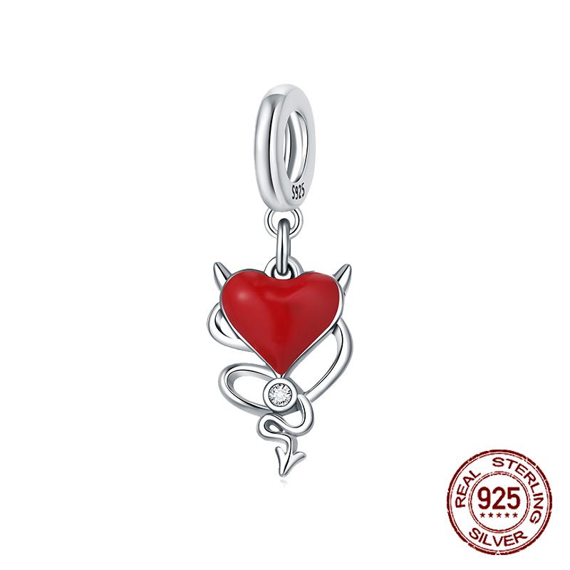 Red Color Series Charms Beads Copper Blood Heart Love Car Strawberry Fruit Dangle Fit Original Bangle Bracelet Diy Jewelry