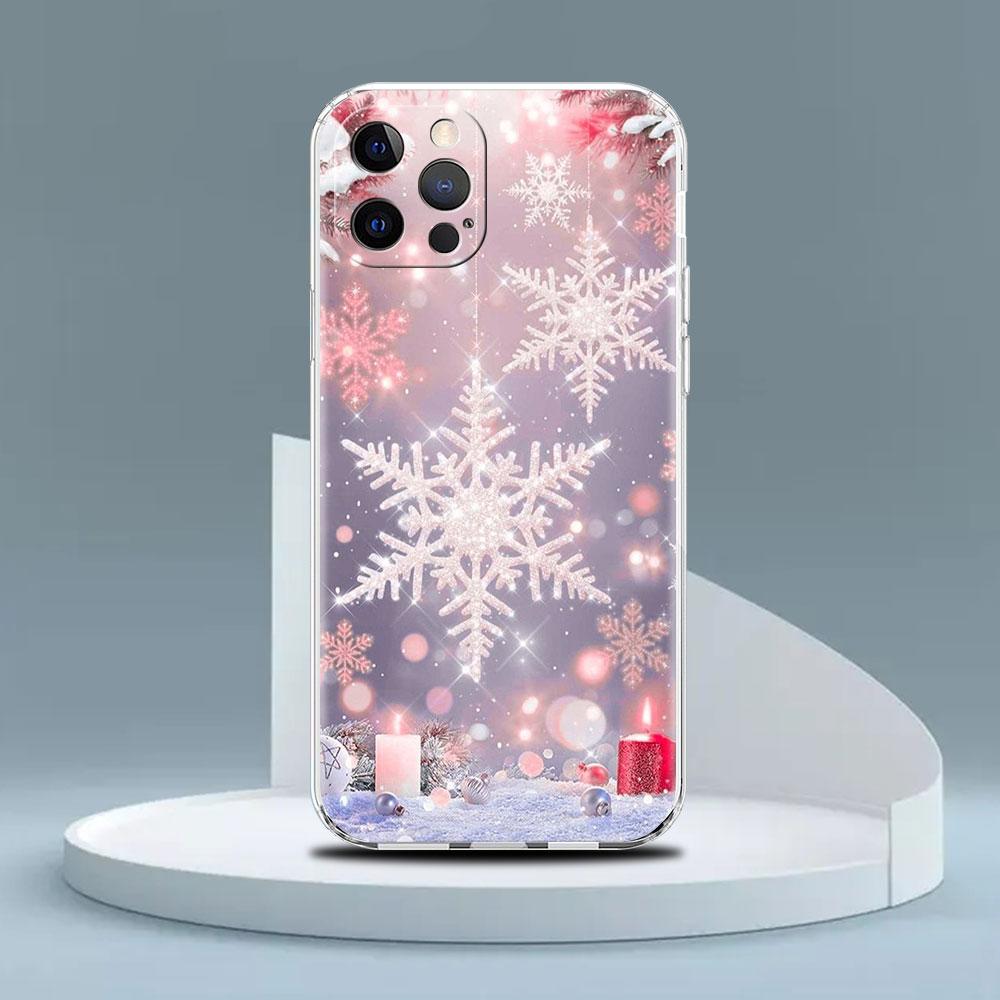 Case For Apple iPhone 14 13 11 Pro 12 7 8 Plus SE 2022 XR X XS Max 6 6S Clear Silicone Phone Cover Winter Snow Merry Christmas