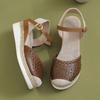 Large size wedge heel women's sandals summer new flat bottom bag head casual hollow buckle middle heel women's sandals