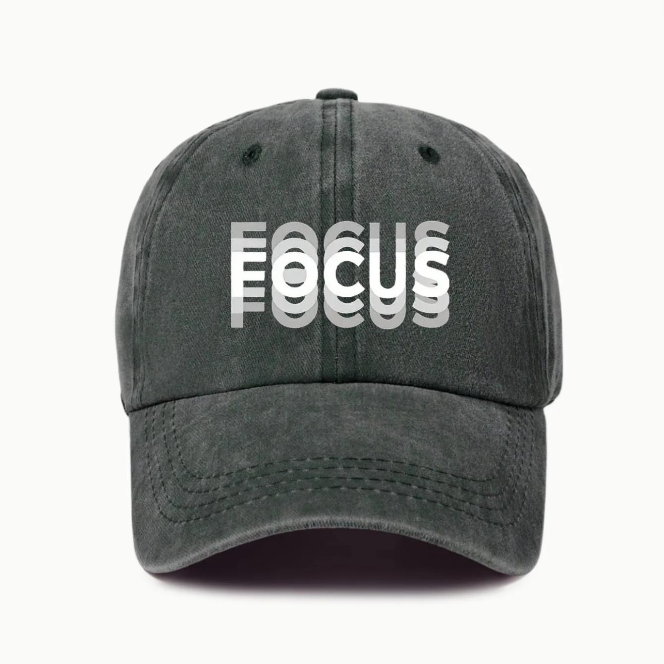 

FOCUS Print Cap Washed Cotton Adjustable Classic Style Baseball Cap, Sports Duckbill Hat for Men and Women Adjustable зелений