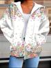 Flower 3D Printed Hooded Cardigan Plus Size Autumn Winter Retro