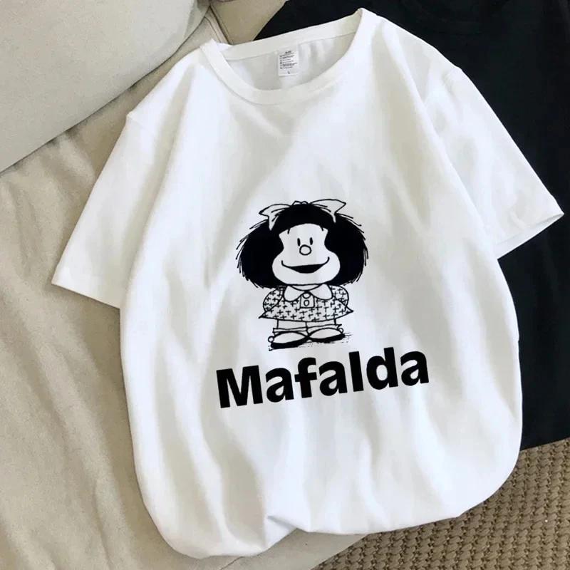 Harajuku Fun Cartoon Mafalda Kawaii Pattern Printed T-shirt Summer Cotton T-shirt Fashion Trend Top Harajuku Cotton Street Wear