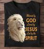 Christian Lion Jesus Shirt: Blessed By God Graphic Tee