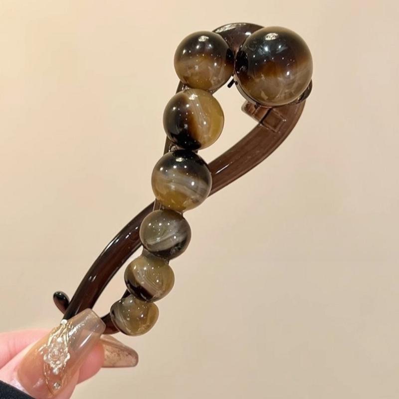 2024 Retro Gradient Twist Bead Hair Clip - Elegant Women's Updo Accessory