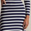 Polo Ralph Lauren SS24 Pruhované vaflové pletené šaty s dlouhým rukávem slim fit Dámské šaty Tmavě modrá WMPODRSNFA20618-410