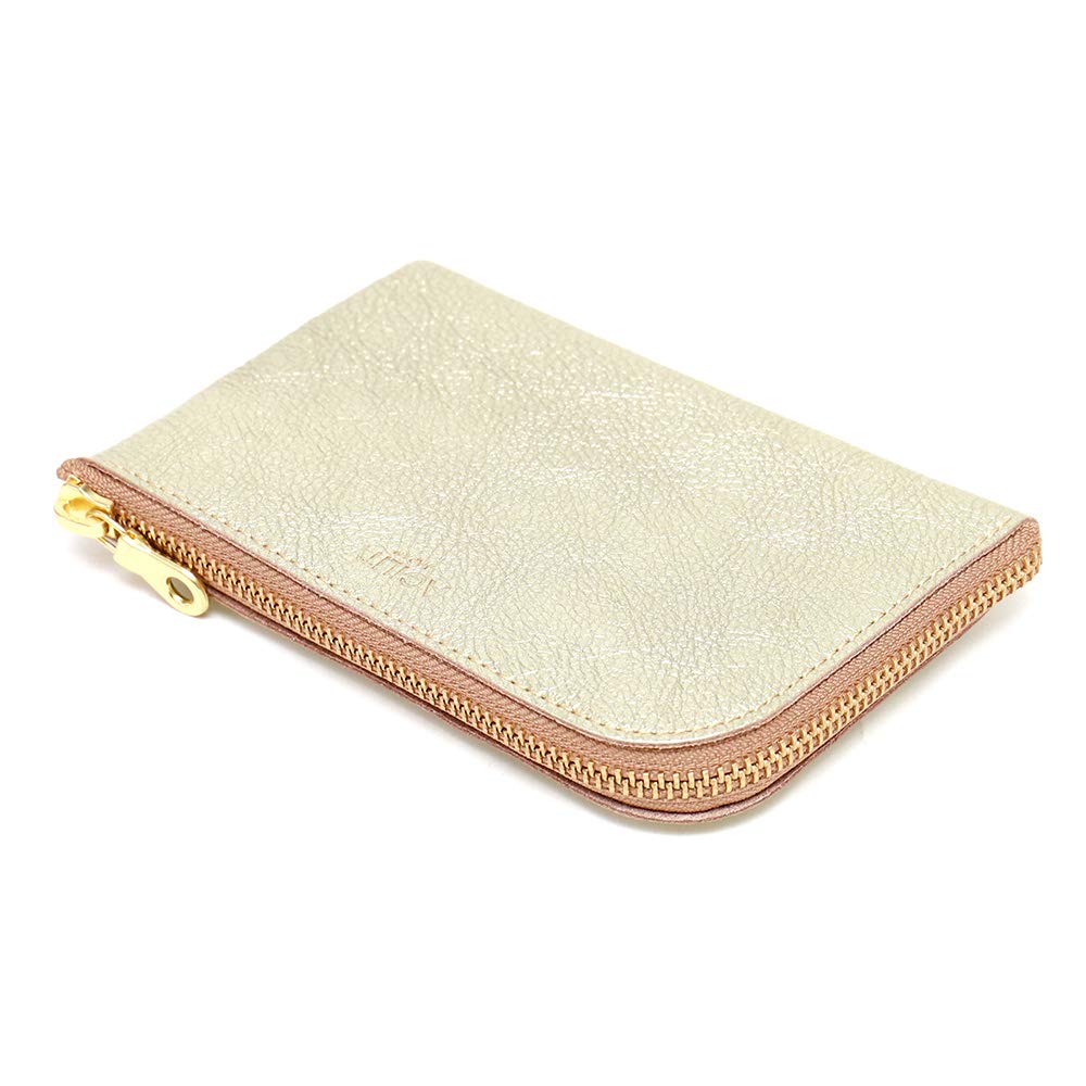 AGILITY affa "Smart Wallet" Smartphone Wallet with L-shaped Zipper, Cowhide Leather, Smartphone Fits, Gold and Silver