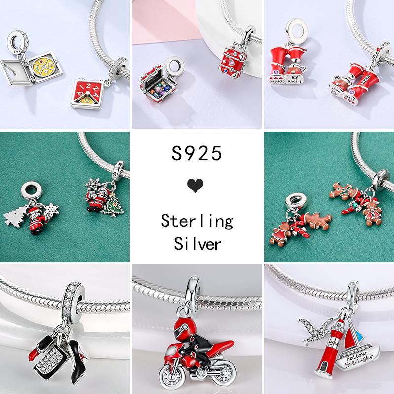 Fits Original Red Colorful Charmscopper Love Heart Bike Travel Race Car For Women Bracelet Christmas Gift Beads Diy Jewelry