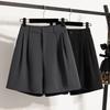 2025 Plus Size Shorts Women Solid Loose High Waist Casual Short Pants Basic Summer New Wide Leg Pants