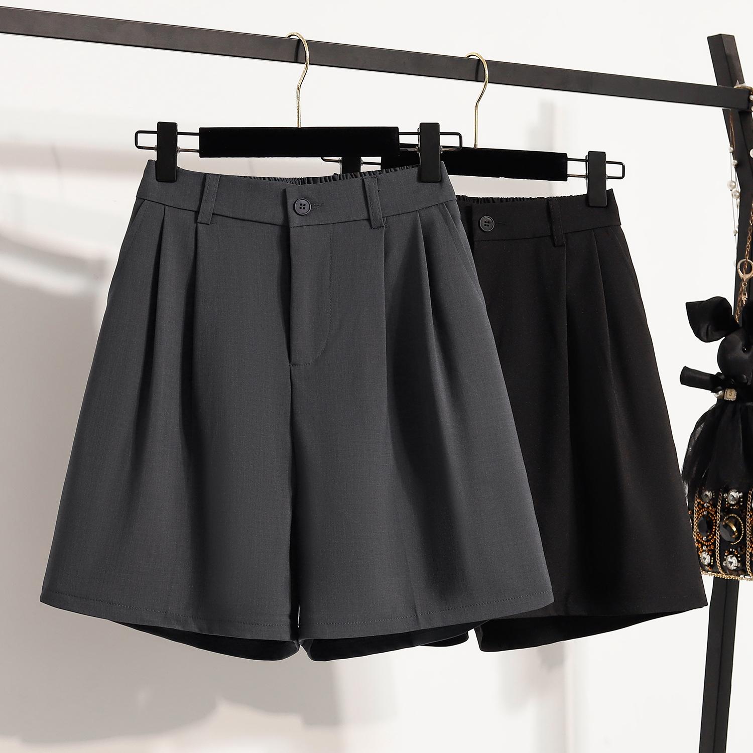 

DIMANAF 2025 Plus Size Shorts Women Solid Loose High Waist Casual Short Pants Basic Summer New Wide Leg Pants L чорний