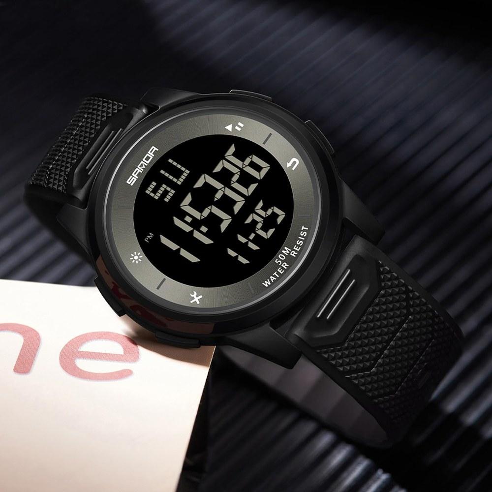 Timever Digital Wristwatch Men Slim Lightweight Sports Watch Waterproof LED Alarm Multi-function