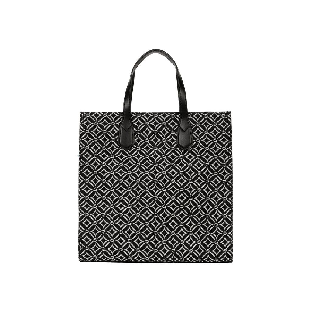 Michael Kors MK Kempner Classic Vintage Print Wide Strap Lock Closure Fabric Tote Bag Women Tote Black White 30F2S4KT3J-064