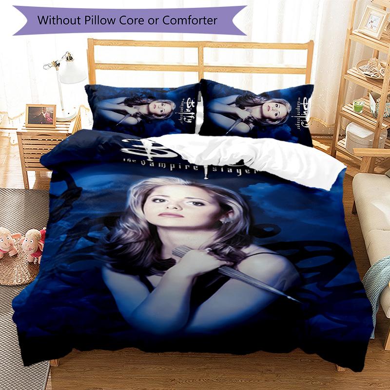 Juego de ropa de cama de 3 piezas Buffy Cazavampiros 1 patrón, juego de funda nórdica incluye funda nórdica y fundas de almohada, decoración de dormitorio y regalo perfecto para todas las estaciones