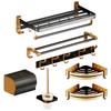 Black Gold Aluminum Bathroom Shelf Set Wall Mounted Towel Rack No Drilling Light Luxury Organizer