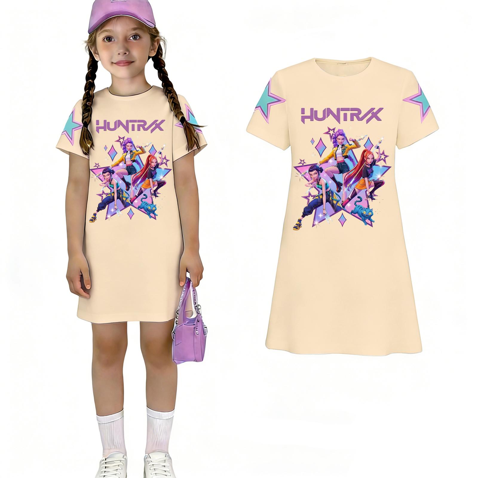 Children s Casual Round-neck Pullover Short-sleeved Dress 100