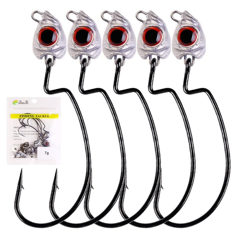 5pcs/ Texas Eye Finesse Jig Heads Wide Gap Hook for soft bait with big eyes Antihanging Bass Fishing Tackle Accessorize