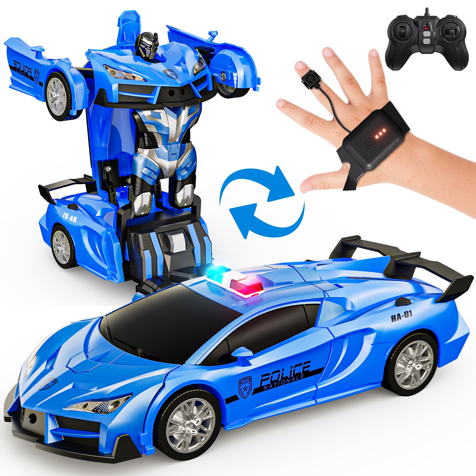 

Радиоуправляемая машинка Tecnock для детей, робот-игрушка, трансформация, управление жестами, вращение игрушечной машинки, подарок на день рождения для мальчиков на 360°