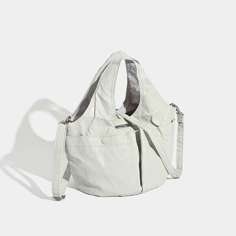 

Factory Spot Korean Niche Designer Brand Korean Sweet and Spicy Locomotive Wind Folds Double Pocket Tote Bag Women