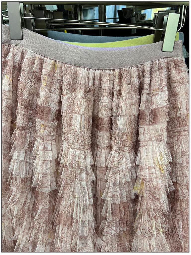 Verlaufender Retro Batik Mesh Tüll Midi Rock