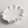 1 Stück Elegante Weiße Keramik Seifenschale mit Goldenem Rand, Muschel-Inspiriertes Design, Rund für Lotusblattförmigen Halter