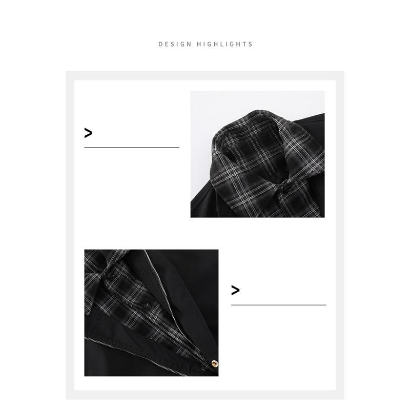 New Arrival Men's Fake-Two Piece Jacket Spring Fashion Plaid Patchwork Zipper Coat Casual Turn-Down Collar Outdoor Daily Jackets