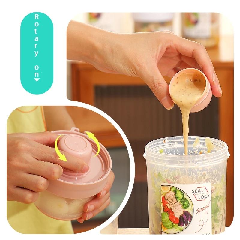 Breakfast Oatmeal Cereal Nut Yogurt Salad Cup Seal Container Set With Fork Sauce Cup Lid Bento Taper Bowl Lunch Box