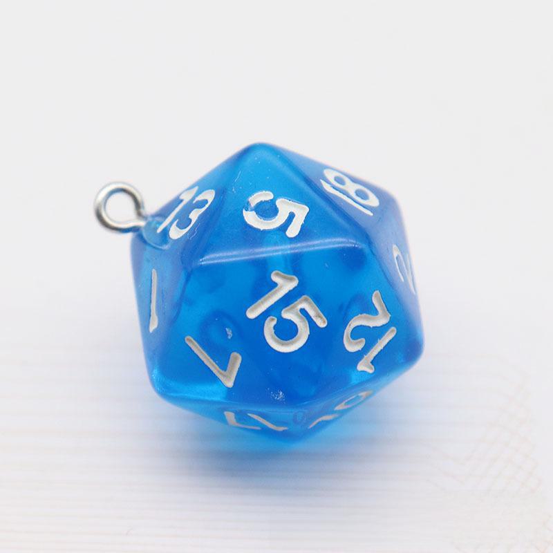 20-Sided Transparent Dice Charm Set: Solid Color, Multifunctional Accessories for Keychains, Earrings, and DIY Projects