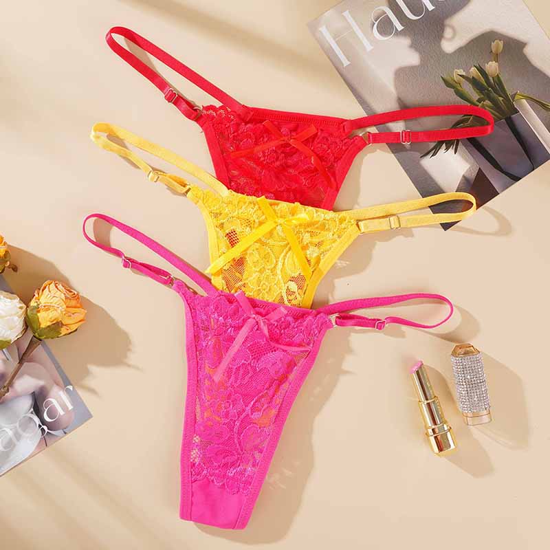 Verstellbare Spitzen-Tangas für Damen, sexy Unterwäsche mit niedriger Taille, nahtlose weibliche Unterhose, Dessous