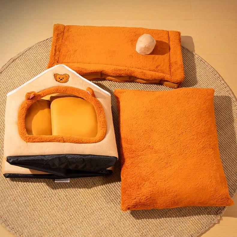 Four Seasons Universal Dog Bed: Washable, Warm, Large, Pet House-Shaped Bed for Dogs and Cats.