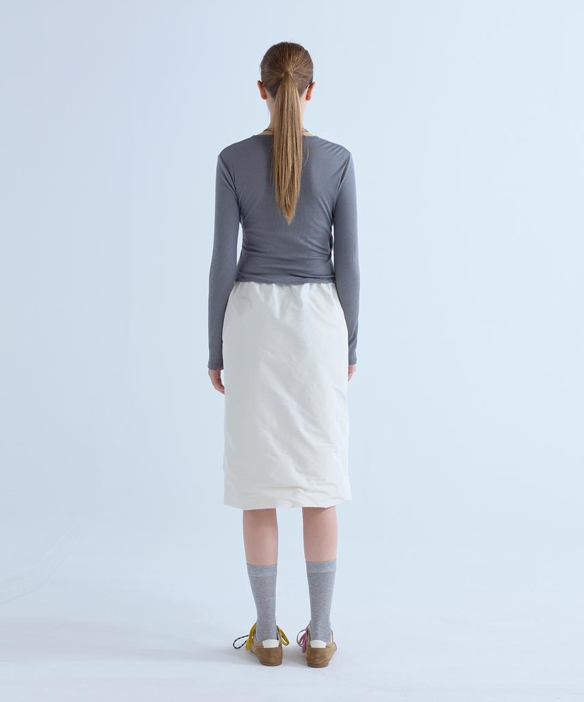 VOYONN V-Neck Wrap T-Shirt Ribbed Gray 0201