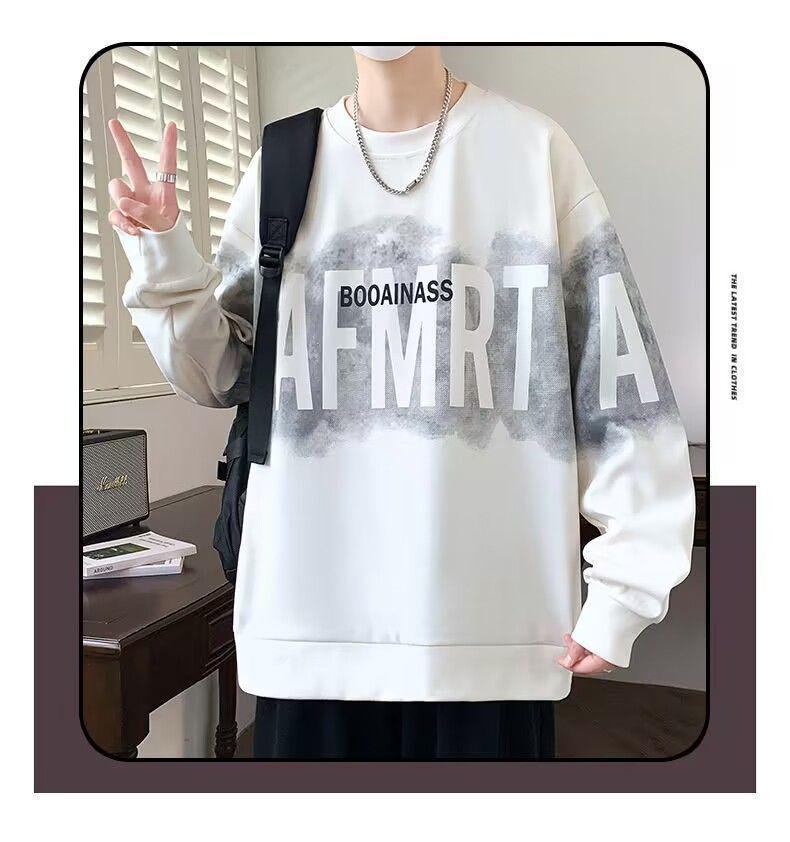 Trendy Men's Letter Print Sweatshirt: Autumn/Spring Round Neck, Long Sleeve, Casual Loose Fit.