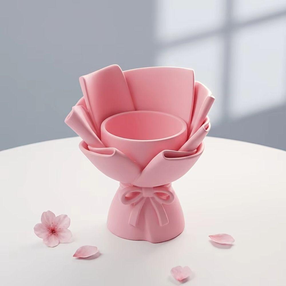 3D Printing Flower Bouquet Pen Holder Kawaii Style Desk Makeup Brush Stand Desk Decoration