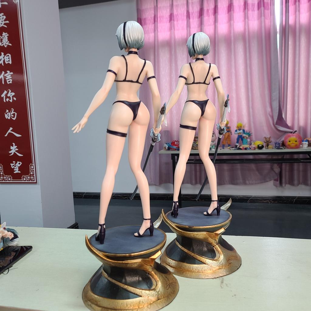 Swimwear Series 2B 1/4 Scale Anime Figure Double Head Sculpt 52cm Featuring Foundation ABS Anime Collection Giant Statue Present Model