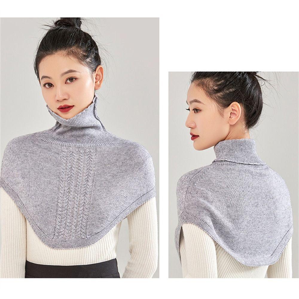 Winter Warm Fake Collar Soft Knitted Turtleneck Neckchief Daily Ring Scarf for Women Girls