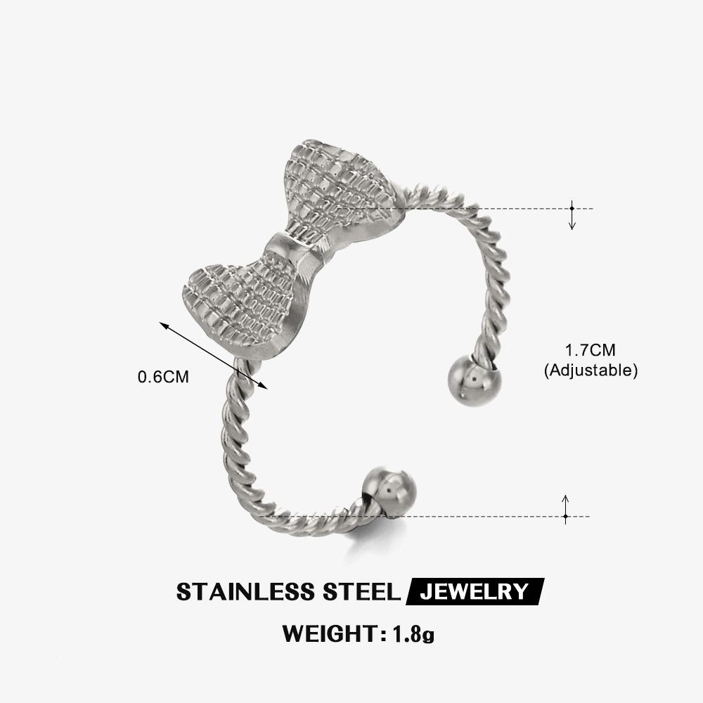 

Stainless Steel Gold Color Sweet Bowknot Ring Women Trendy Geometric Twist Open Rings Fashion Zircon Birthday Gift Wholesale Open
