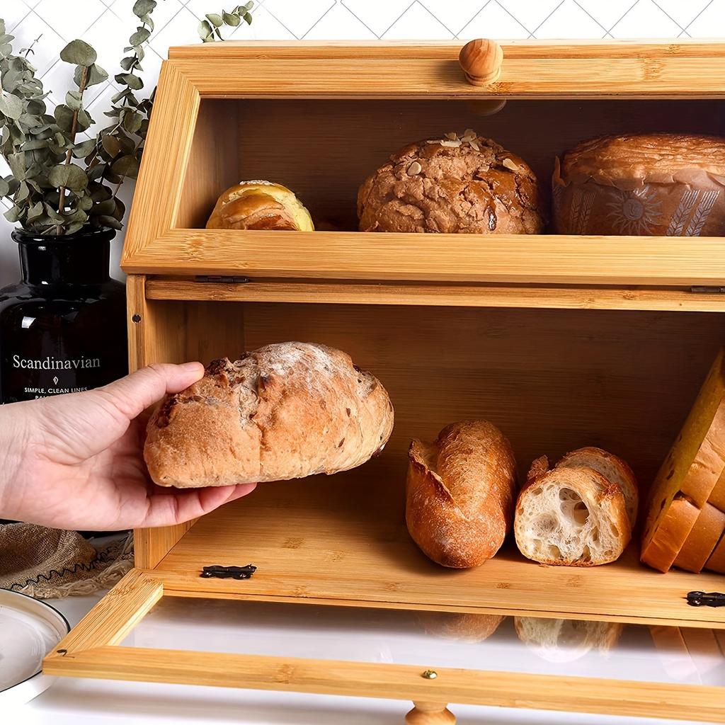 Kaufe Doppelschichtige Brotdose - Brotkasten aus Bambusholz mit  transparentem Klappdeckel, Aufbewahrung mit groem Fassungsvermgen fr  Gebck, Snacks & Laibe, Kchenvitrine zum Preis ab 22 | Joom