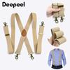 1 pièce Deepeel 3,5*120cm Bretelles pour Homme Adulte Homme 4 Pinces Sangle Élastique Harnais Pantalon d'Homme Costume Bretelle Jockstrap Accessoires