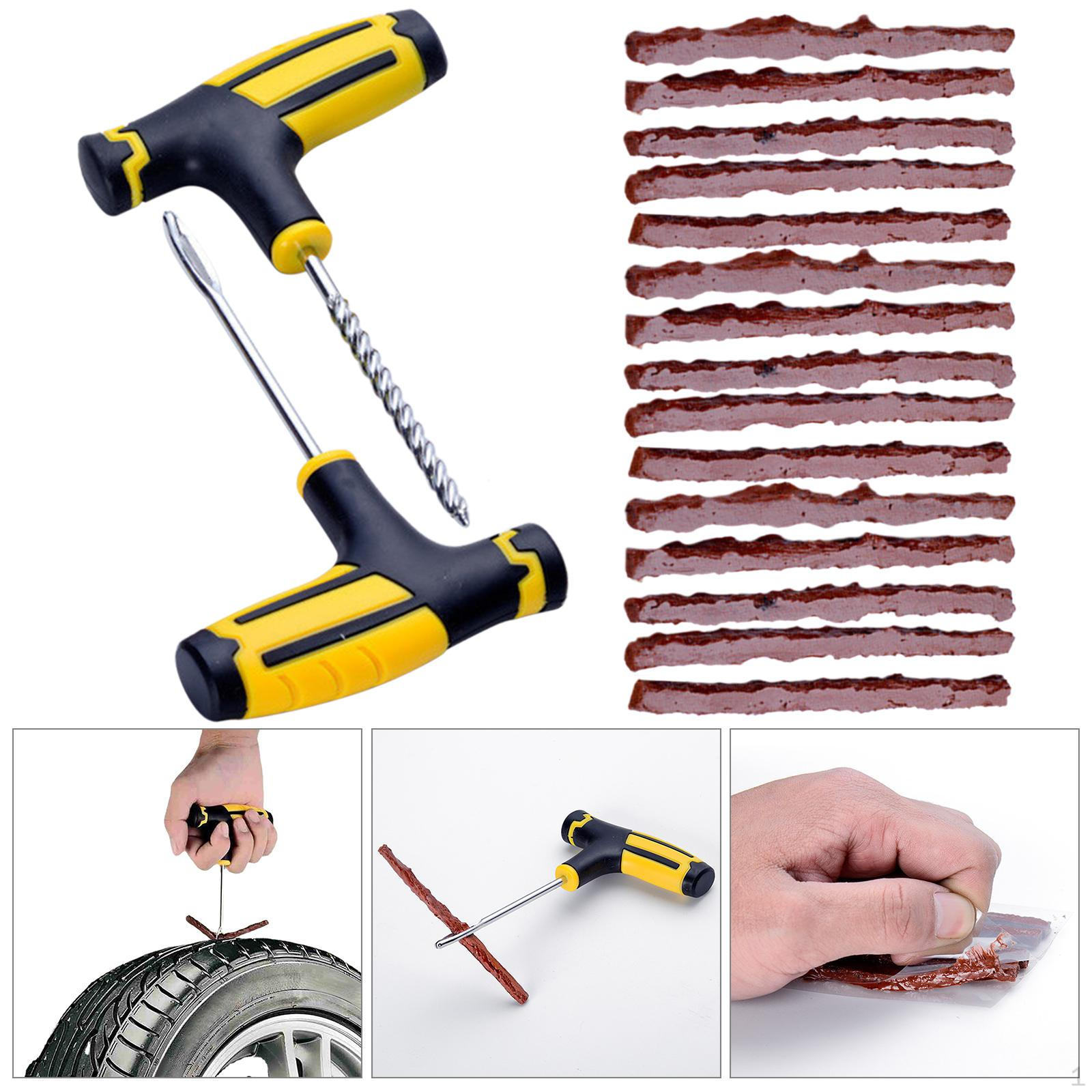 

Tubeless Tire Repair Kit with 15 Strip Fit for SUV Roadside Automotive Trucks