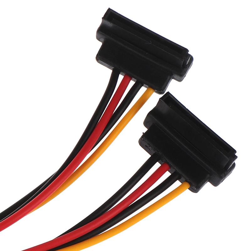 90 Degree Sata 15-Pin Male To 2 X 15P Female Y Splitter Adapter Power Cable